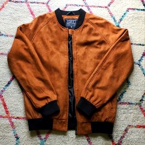 Faux Suede Bomber Jacket